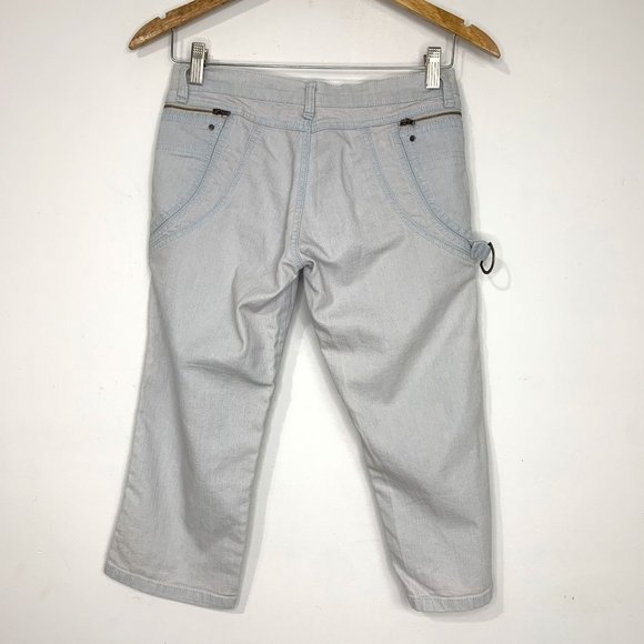 RARE STELLA MCCARTNEY Grey Blue Crop Pant w/ Retro Stitching Pockets Key Ring Sz - Picture 6 of 11